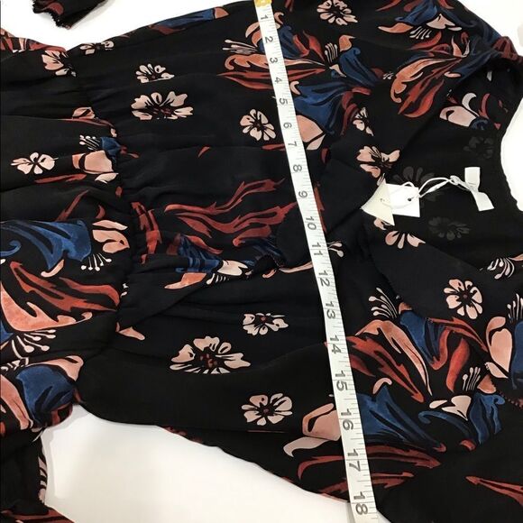 Joie Nour Black Flora Silk Ruffle Neck Long Sleeve Mini Dress New With Tag Sz S - Picture 4 of 7